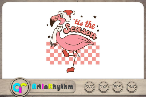Tis the season Svg, Retro Flamingo Svg, Christmas Svg, Retro Svg SVG Artinrhythm shop 