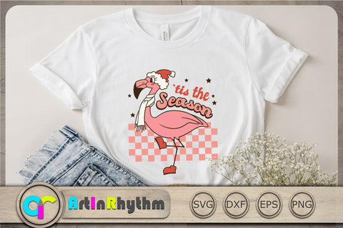 Tis the season Svg, Retro Flamingo Svg, Christmas Svg, Retro Svg SVG Artinrhythm shop 