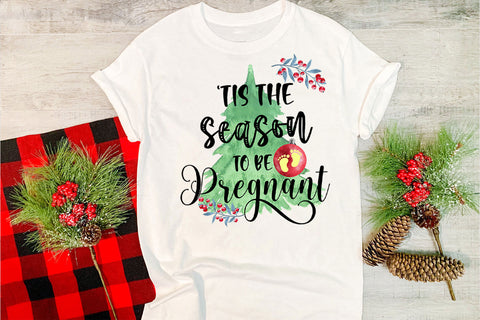 Tis the Season to Be Pregnant I Christmas Ornament PNG Sublimation Happy Printables Club 