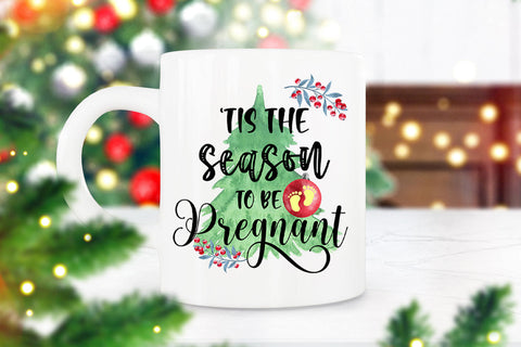 Tis the Season to Be Pregnant I Christmas Ornament PNG Sublimation Happy Printables Club 