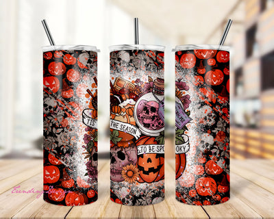 Tis the Season to Be Spooky Sublimation Design, 20 oz Skinny Tumbler Spooky Season Tumbler, Halloween PNG Sublimation TrendingDesign 