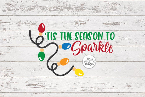 Tis The Season To Sparkle | Christmas / Winter Round Sign Design SVG Diva Watts Designs 
