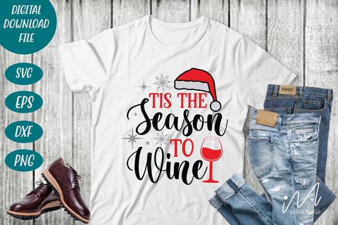 Tis the season to wine svg, Christmas Gift svg, Christmas Wine Glass svg, Christmas drinkware svg, christmas wine tumbler svg SVG Isabella Machell 