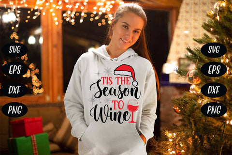 Tis the season to wine svg, Christmas Gift svg, Christmas Wine Glass svg, Christmas drinkware svg, christmas wine tumbler svg SVG Isabella Machell 
