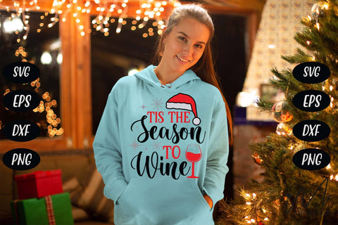 Tis the season to wine svg, Christmas Gift svg, Christmas Wine Glass svg, Christmas drinkware svg, christmas wine tumbler svg SVG Isabella Machell 