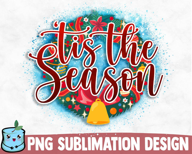 Tis The Season Wreath Sublimation Design Sublimation MintyMarshmallows 