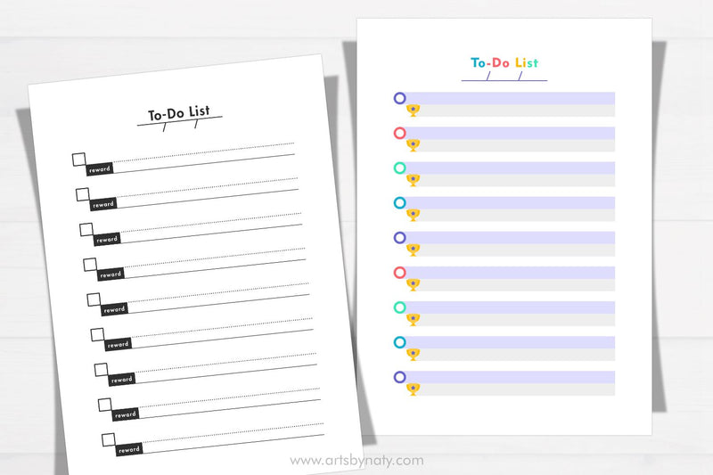To-Do List and rewards Printable sheets for planners and KDP books