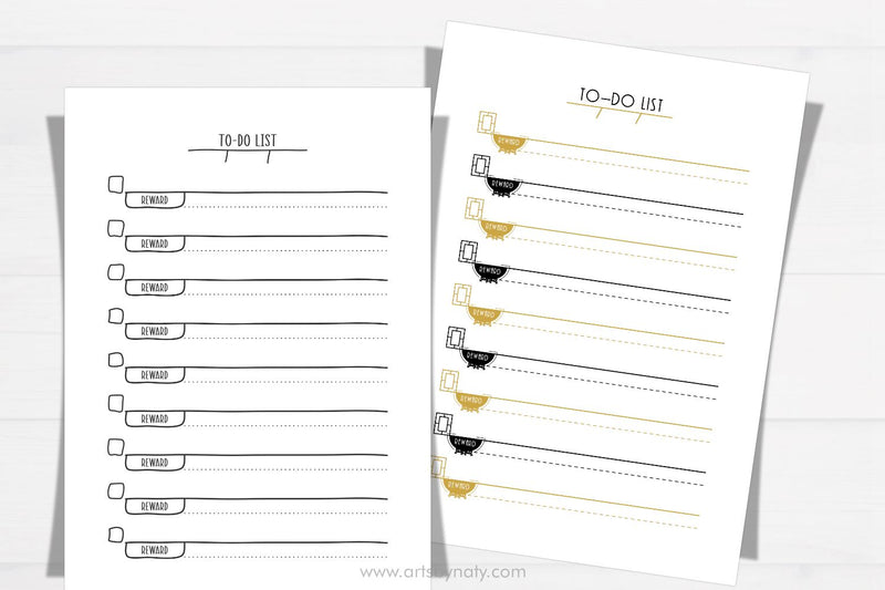 To-Do List and rewards Printable sheets for planners and KDP books
