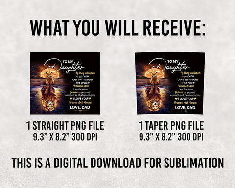 To My Daughter Tumbler, 20oz Skinny Tumbler Sublimation Wrap, To My Daughter from Dad Sublimation BOO-design 