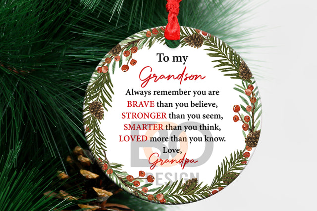 To My Grandson Ornament, Christmas Gift for Grandson from Grandma Grandpa, Love Gift To Grandson, Christmas Decoration Ornament Sublimation BOO-design 
