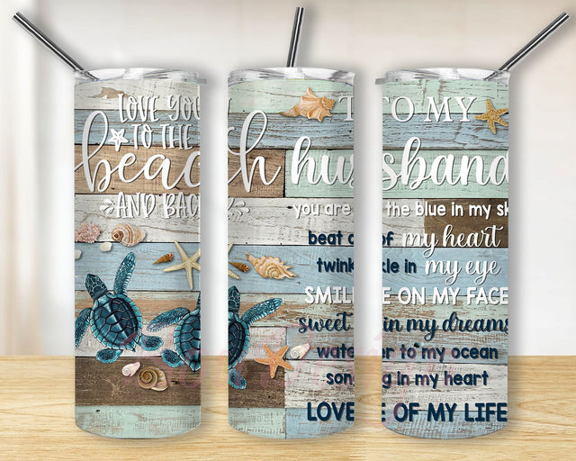To My Husband You Are The Blue In My Sky Large Tumbler, Turtle Couple Glitter Tumbler png, Husband Wife 20oz Tumbler Sublimation Design PNG Sublimation BouDesign 
