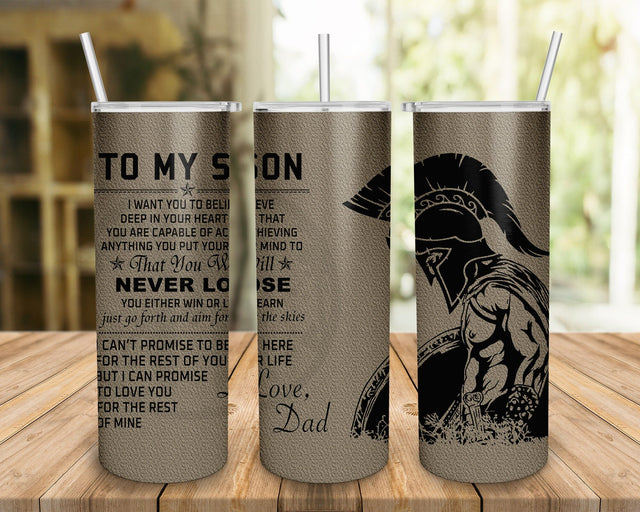 To My Son Love Dad Poster Spartan Warrior Tumbler Sublimation BOO-design 