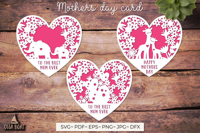 To the best mom ever, Happy Mothers day card papercut 3D Paper Olga Boat Design 