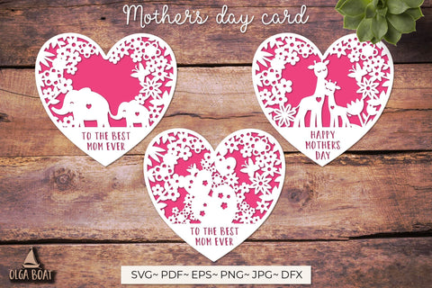 To the best mom ever, Happy Mothers day card papercut 3D Paper Olga Boat Design 