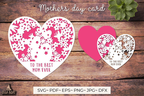 To the best mom ever, Happy Mothers day card papercut 3D Paper Olga Boat Design 