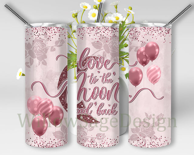 To the Moon and Back 20oz Skinny Tumbler Sublimation Sublimation WillowSageDesign 