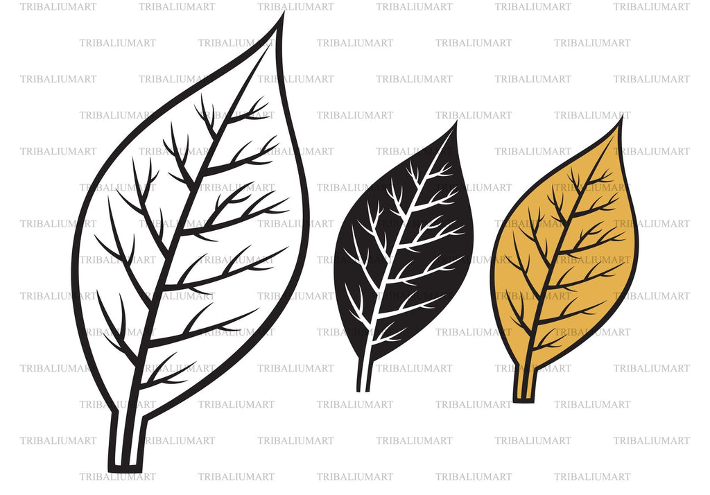 Tobacco leaf. Cut files for Cricut. Clip Art silhouettes (eps, svg, pdf ...