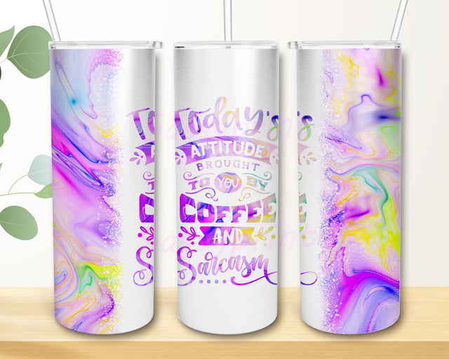 Today’s Attitude Brought to you by Coffee and Sacrasm Tumbler PNG, Sarcastic PNG Seamless Tumbler Drive Designs Sublimation Designs Downloads, Skinny 20oz Wrap PNG Sublimation sassyprint 