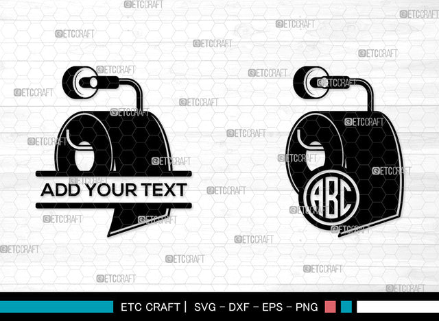 Toilet Paper Monogram SVG, Split Monogram SVG, Toilet Paper Roll Svg, Toilet Svg, Hanging Tissue Paper Svg, Toilet Paper SVG ETC Craft 