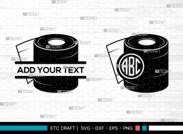 Toilet Paper Monogram SVG, Split Monogram SVG, Toilet Paper Roll Svg, Toilet Svg, Hanging Tissue Paper Svg, Toilet Paper SVG ETC Craft 