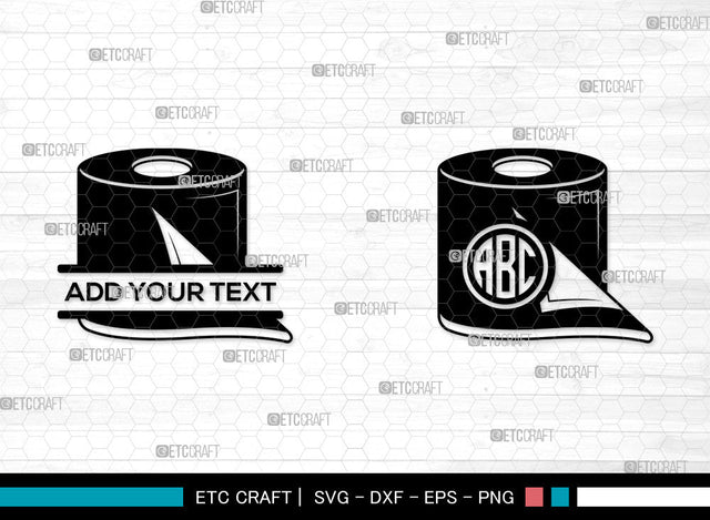 Toilet Paper Monogram SVG, Split Monogram SVG, Toilet Paper Roll Svg, Toilet Svg, Hanging Tissue Paper Svg, Toilet Paper SVG ETC Craft 
