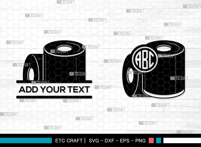 Toilet Paper Monogram SVG, Split Monogram SVG, Toilet Paper Roll Svg, Toilet Svg, Hanging Tissue Paper Svg, Toilet Paper SVG ETC Craft 