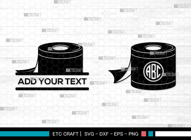 Toilet Paper Monogram SVG, Split Monogram SVG, Toilet Paper Roll Svg, Toilet Svg, Hanging Tissue Paper Svg, Toilet Paper SVG ETC Craft 