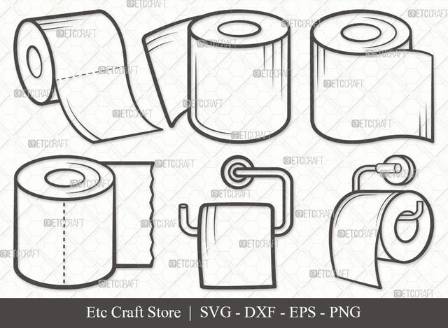 Toilet Paper Outline SVG Cut File | Hanging Tissue Paper Svg | Tissue Paper Svg | Toilet Paper Roll Svg | Toilet Svg | Toilet Paper Svg Bundle SVG ETC Craft 