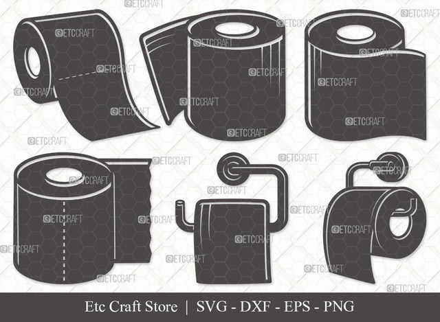 Toilet Paper Silhouette SVG Cut File | Hanging Tissue Paper Svg | Tissue Paper Svg | Toilet Paper Roll Svg | Toilet Svg | Toilet Paper Svg Bundle SVG ETC Craft 