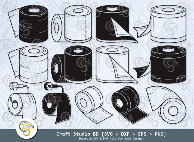 Toilet Paper Silhouette, Toilet Paper SVG, Toilet Paper Roll Svg, Toilet Svg, Hanging Tissue Paper Svg, Toilet Paper Bundle SVG ETC Craft 