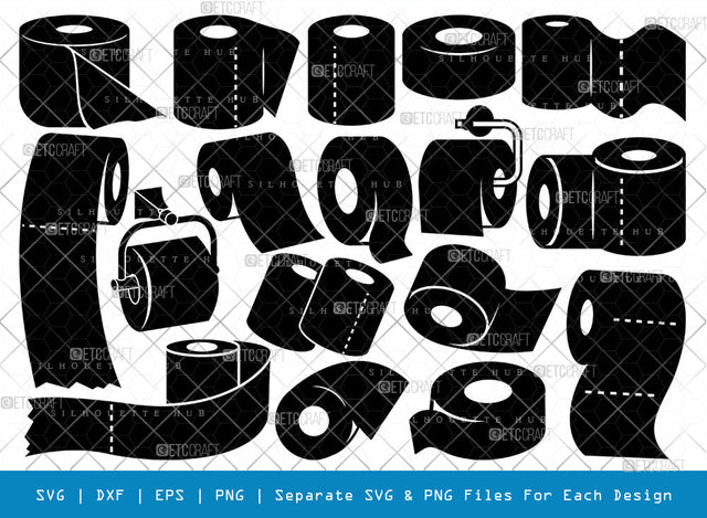 Toilet Paper SVG, Tissue Silhouette, Bathroom Svg, Tissue Svg, Toilet Tissue Svg, Paper Towels Svg, Toilet Roll Svg, Tissue Bundle SVG ETC Craft 