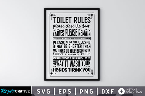 Toilet rules please close the door SVG SVG Regulrcrative 