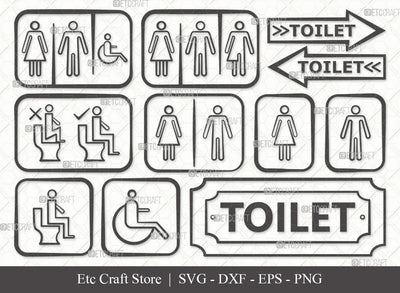 Toilet Sign Outline SVG Cut File | Bathroom Sign Svg | Restroom Sign Svg | Bathroom Svg | Bundle SVG ETC Craft 