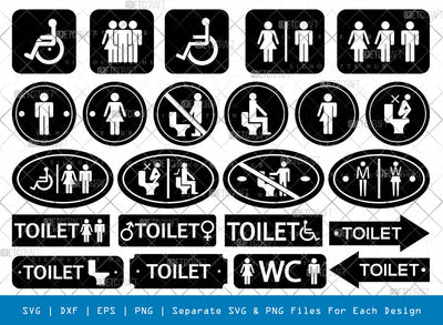 Toilet Sign SVG, Toilet Sign Silhouette, Bathroom Sign Svg, Restroom Sign Svg, Door Sticker Svg, Public Sign Svg, Toilet Sign Bundle SVG ETC Craft 
