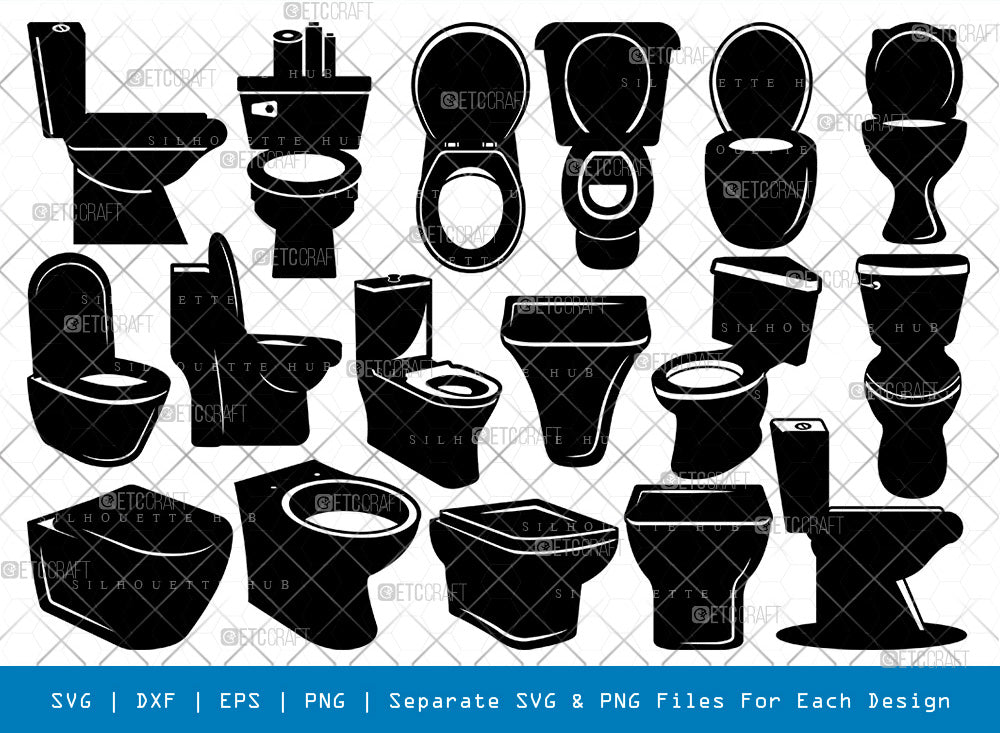 Toilet SVG, Toilet Silhouette, Urinal Svg, Bathroom Svg, Toilet Bowl ...