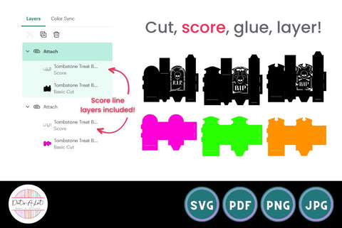 Tombstone Halloween Treat Boxes SVG Dots-A-Lot 