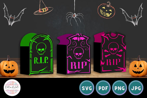 Tombstone Halloween Treat Boxes SVG Dots-A-Lot 