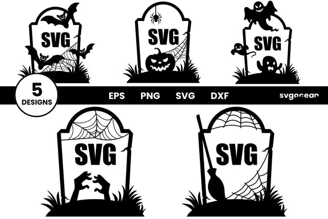 Tombstone Monogram SVG Bundle | Halloween Cut File | Frame Svg SVG SvgOcean 