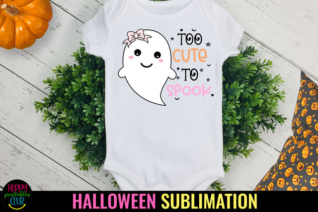 Too Cute To Spook Halloween Sublimation I Pink Halloween PNG Sublimation Happy Printables Club 