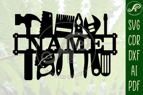 Tool Theme Sign Tool theme Name sign svg laser cut template - So Fontsy