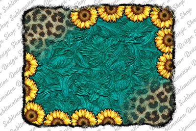 Tooled Leather Background With Sunflowers Png, Distressed Background Png, Sublimation Design, Western Background Png, Leopard Background Png Sublimation SublimationDesignShop 