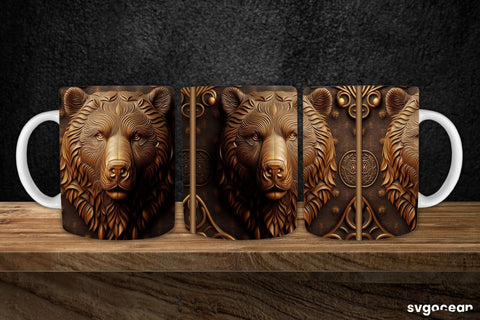 Tooled Leather Bear Mug | 11 oz | Sublimation SVG SvgOcean 