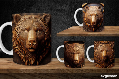 Tooled Leather Bear Mug | 11 oz | Sublimation SVG SvgOcean 