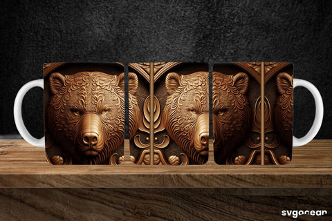Tooled Leather Bear Mug | 11 oz | Sublimation SVG SvgOcean 