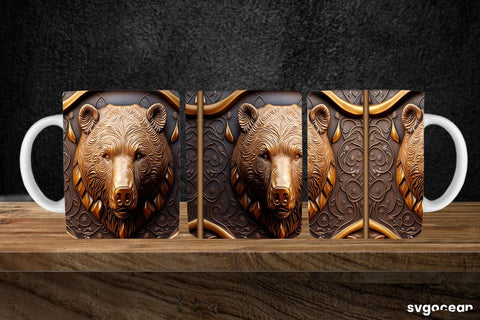 Tooled Leather Bear Mug | 11 oz | Sublimation SVG SvgOcean 