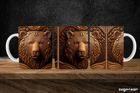 Tooled Leather Bear Mug | 11 oz | Sublimation SVG SvgOcean 
