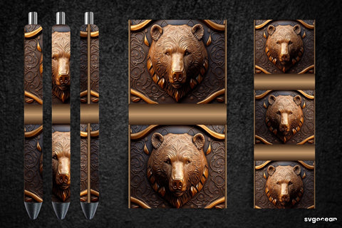 Tooled Leather Bear Pen Wraps | Sublimation Bundle SVG SvgOcean 