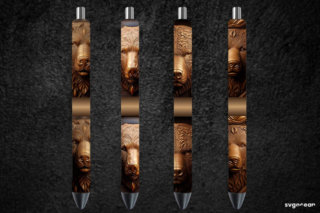 Tooled Leather Bear Pen Wraps | Sublimation Bundle SVG SvgOcean 