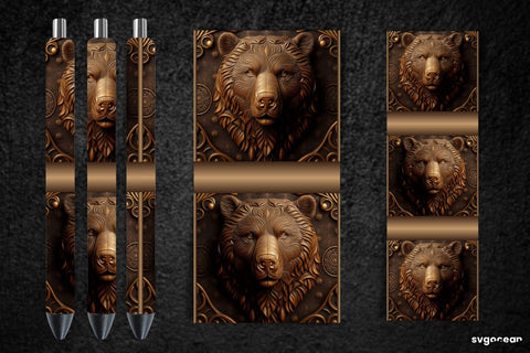 Tooled Leather Bear Pen Wraps | Sublimation Bundle SVG SvgOcean 