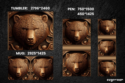 Tooled Leather Bear Sublimation | Tumbler | Mug | Pen SVG SvgOcean 
